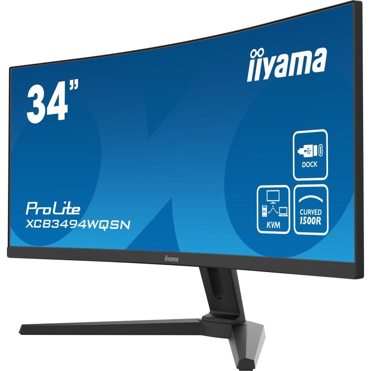 iiyama ProLite XCB3494WQSN-B1 34" UWQHD VA 120Hz Ultrawide Curved Monitor with USB-C Dock