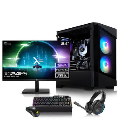 AWD IT Level Up Gaming PC, 24 IPS 100Hz Monitor and Accessories