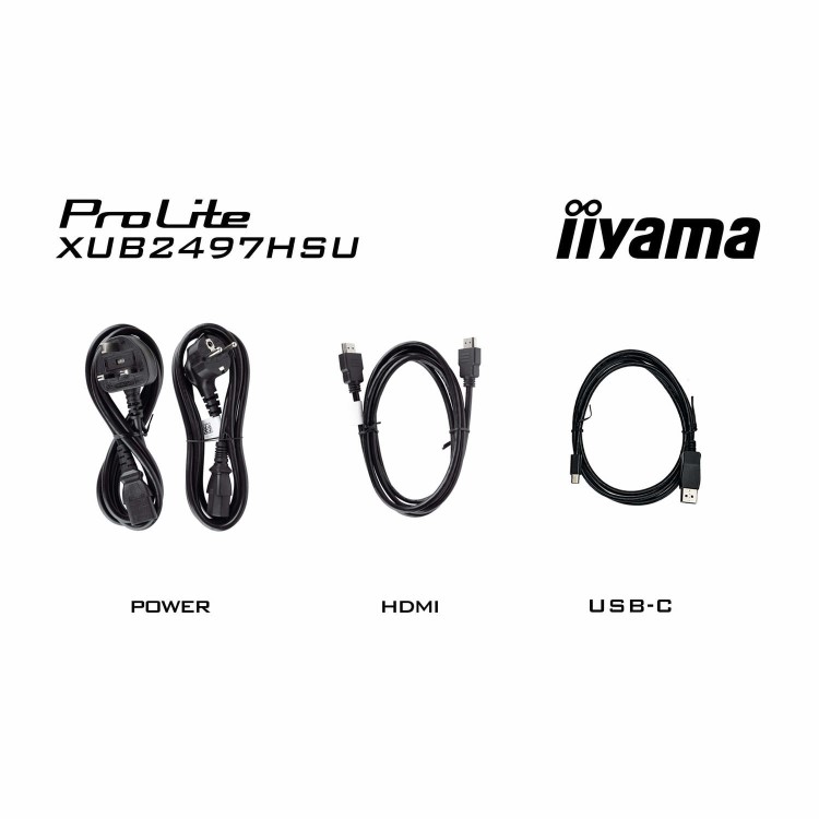iiyama ProLite XUB2497HSN-B2 24" IPS Full HD USB-C Dock Height-Adjustable Monitor