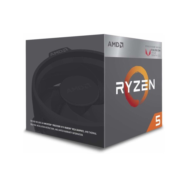 AMD Ryzen 5 2400g With Radeon Rx Vega 11 Graphics 3.6ghz Quad Core Am4 Socket Overclockable Processor