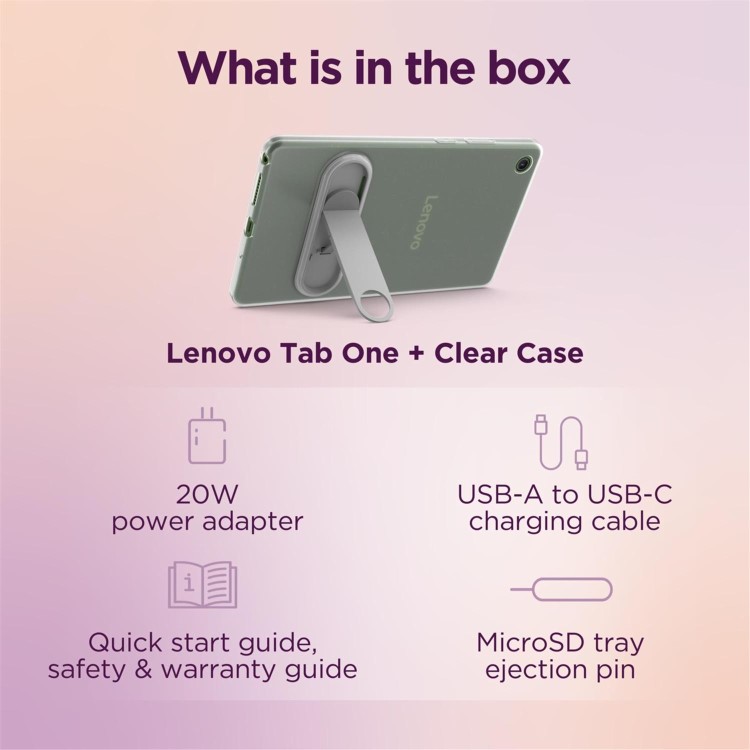 Lenovo Tab One 8.7" Luna Grey 64GB Wi-Fi Tablet + Clear Case