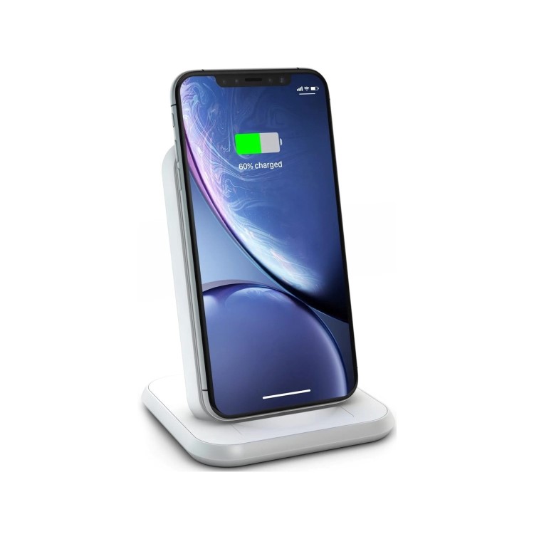 Zens Aluminium Stand 10W Wireless Charger with Built In USB Charging Port - White
