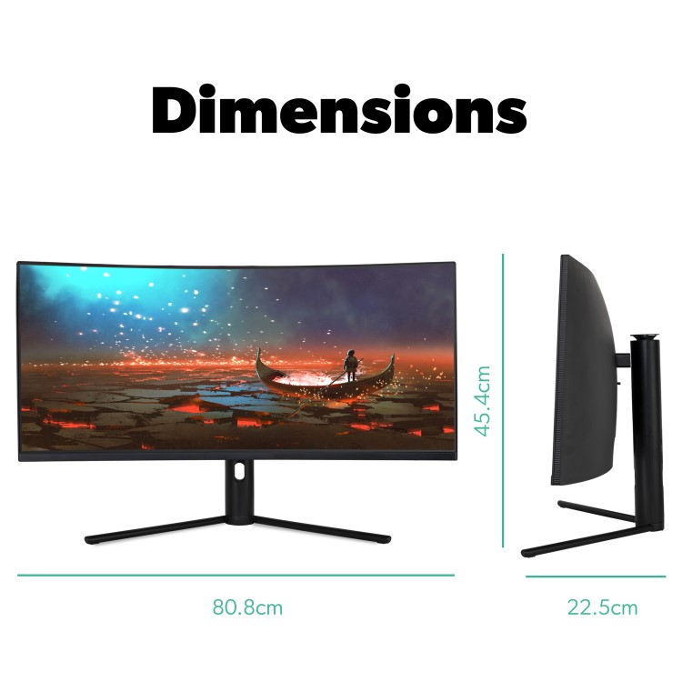 electriQ 34" QLED WQHD 165Hz 1ms UltraWide Curved Gaming Monitor