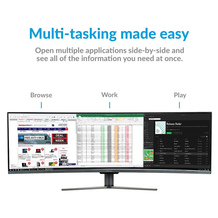 electriQ 49" Double Full HD Super UltraWide FreeSync HDR Curved Monitor
