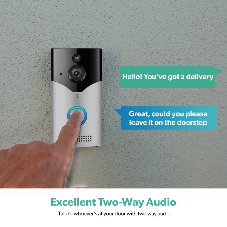 Box Opened electriQ 720p HD Wireless Video Doorbell Camera Gen 1 with Intercom & Chime Silver