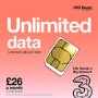 Three Unlimited Data SIM Only Contract 1 Month