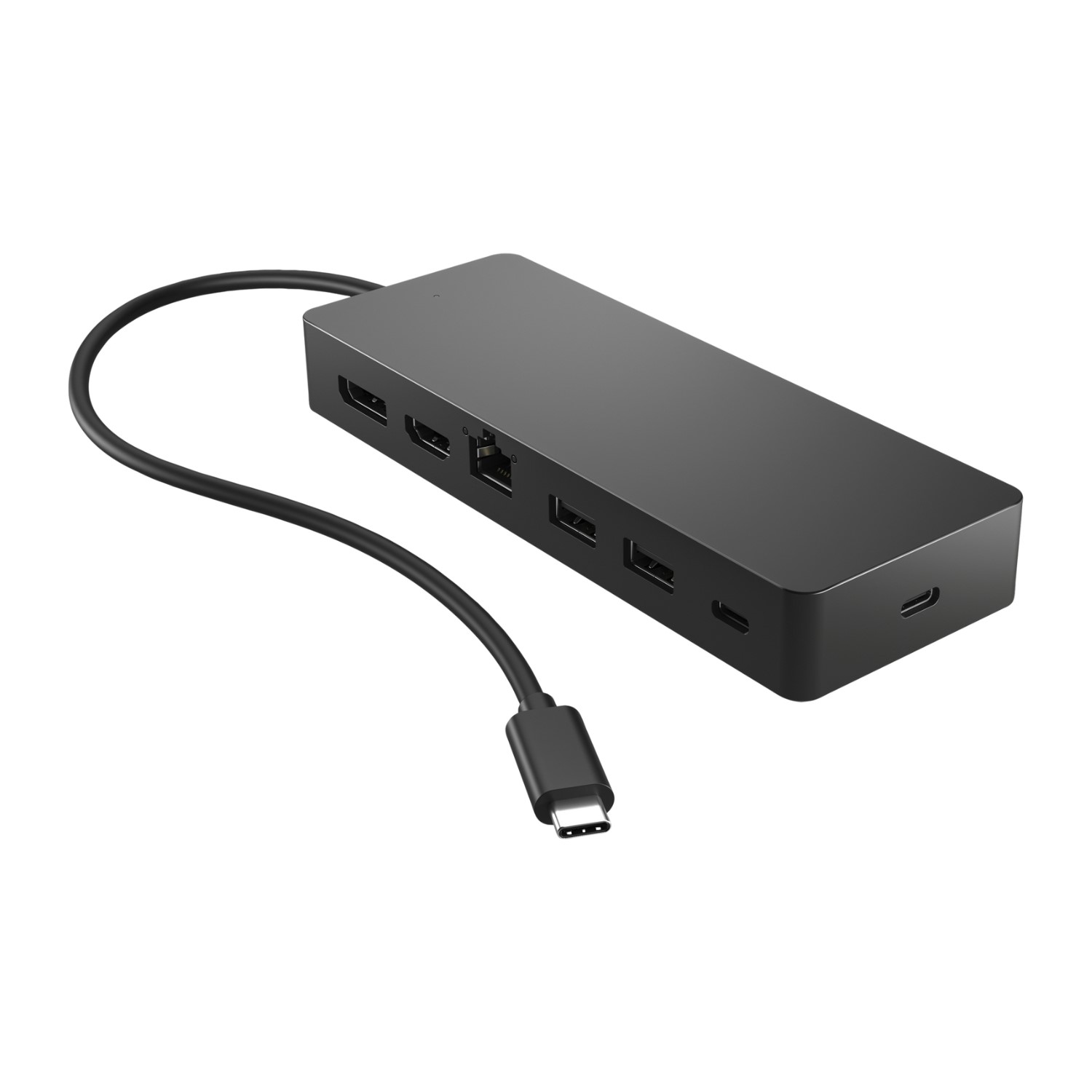 Laptop docking station connecting a laptop to a monitor and desk accessories