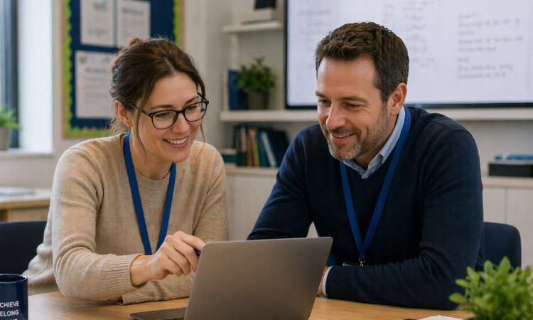 Office workers using leased business technology