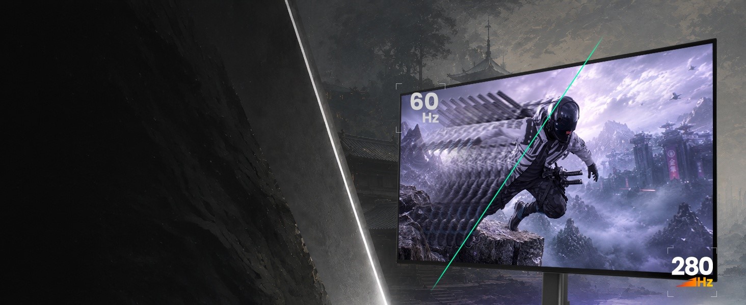 iiyama GOB2701QSC display comparing 60Hz and 280Hz motion