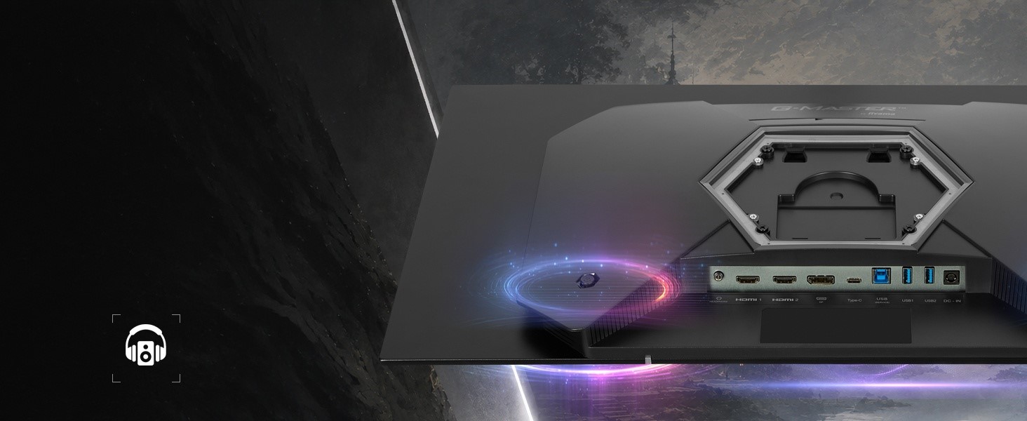 Rear connectivity and headphone connection on the iiyama GOB2701QSC monitor