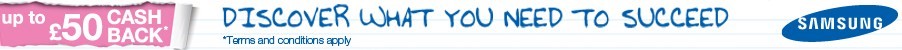 Up to &pound;50 Cashback with selected Samsung Laptops